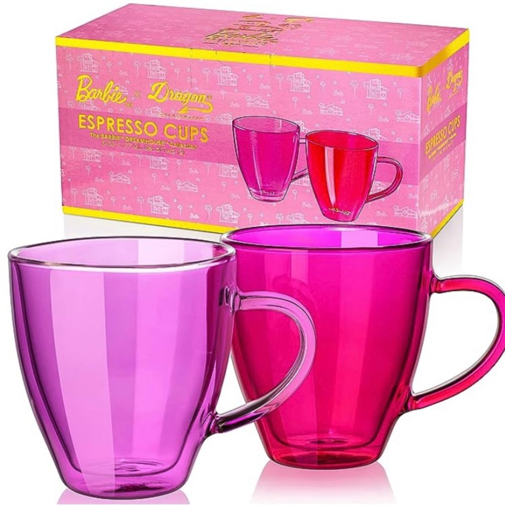 Dragon Glassware Barbie Espresso Cups - 6 oz Double Walled Glass Set of 2